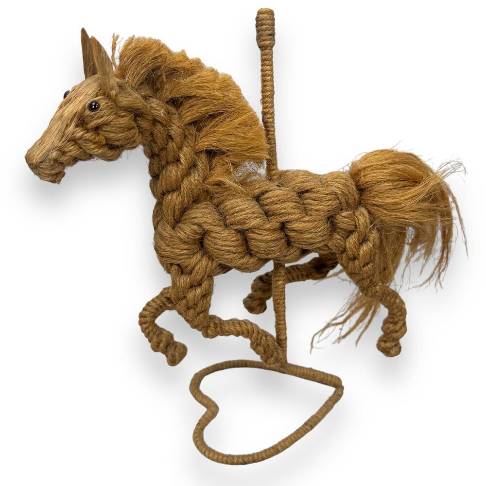 Vintage MCM Jorgen Bloch Braided Rope Horse Sculpture Mid-Century Modern 10.5"